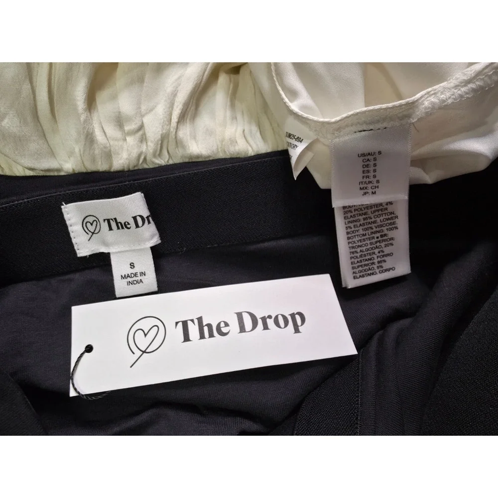 The Drop Lillian Strapless Maxi Dress Black Ivory Size S NWT Colorblock - Picture 8 of 8